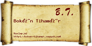 Bokán Tihamér névjegykártya